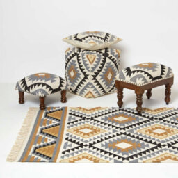 Homescapes Agra Handwoven Kilim Footstool 40 X 40 Cm - thumbnail 6
