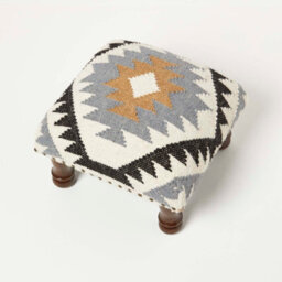 Homescapes Agra Handwoven Kilim Footstool 40 X 40 Cm - thumbnail 5
