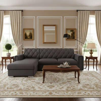 Roma Corner Sofa Bed Has Storage Polyurethane Foam Wave Springs Metal Legs Wooden Frame 267X85X185Cm Graphite Left - image 1