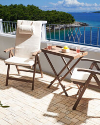 Beliani Set Of 2 Garden Chairs With Cushions Amantea Premium Acacia Wood Light Beige - thumbnail 2