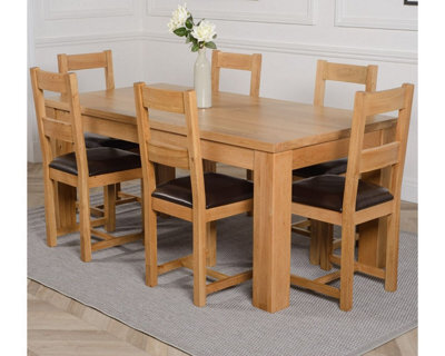 That's Furniture Dakota 182 X 92 Cm Chunky Oak Large Dining Table And 6 Chairs Dining Set With Lincoln Chairs - image 1