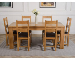 That's Furniture Dakota 182 X 92 Cm Chunky Oak Large Dining Table And 6 Chairs Dining Set With Lincoln Chairs - thumbnail 2