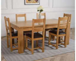 That's Furniture Dakota 182 X 92 Cm Chunky Oak Large Dining Table And 6 Chairs Dining Set With Lincoln Chairs - thumbnail 3
