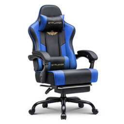 Luckracer Gaming Chair For Adults Computer Chairs With Footrest Ergonomic Height Adjustable Reclining Pc Chair, Blue