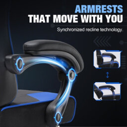 Luckracer Gaming Chair For Adults Computer Chairs With Footrest Ergonomic Height Adjustable Reclining Pc Chair, Blue - thumbnail 6