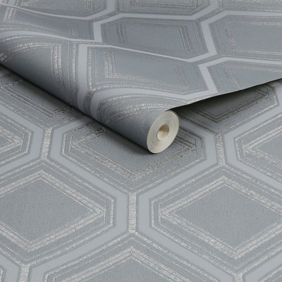 Superfresco Saville Row Geometric Slate Grey Wallpaper - image 1