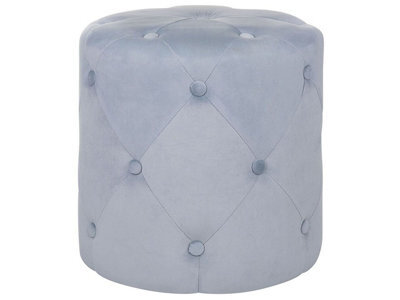 Beliani Round Tufted Light Grey Ottoman Pouffe Chesterfield, 40 X 40 X 40 Cm - image 1