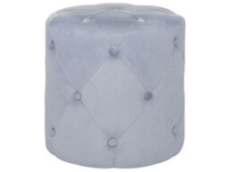 Beliani Round Tufted Light Grey Ottoman Pouffe Chesterfield, 40 X 40 X 40 Cm - thumbnail 1