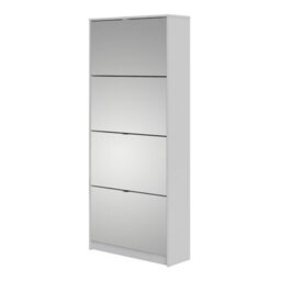 Furniture To Go Shoes Shoe Cabinet W. 4 Mirror Tilting Doors And 2 Layers White - thumbnail 3