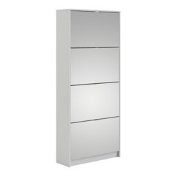 Furniture To Go Shoes Shoe Cabinet W. 4 Mirror Tilting Doors And 2 Layers White - thumbnail 1