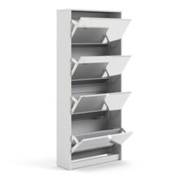 Furniture To Go Shoes Shoe Cabinet W. 4 Mirror Tilting Doors And 2 Layers White - thumbnail 4