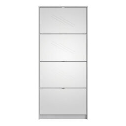 Furniture To Go Shoes Shoe Cabinet W. 4 Mirror Tilting Doors And 2 Layers White - thumbnail 2