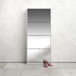 Furniture To Go Shoes Shoe Cabinet W. 4 Mirror Tilting Doors And 2 Layers White - thumbnail 5