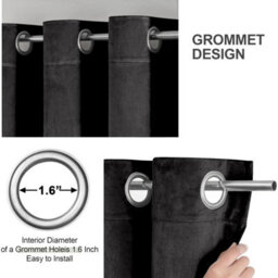 Aspire Homeware Black Blackout Velvet Curtain Thermal Insulated Eyelet Door Curtain Single Panel (W)168Cmx(D)213Cm - thumbnail 8