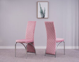 Modernique Set Of 4 Irine Pink Velvet Dining Chairs With Solid Chrome Frame - thumbnail 3