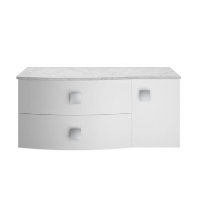 Balterley Gentleshaw Contemporary Left-Hand Wall Hung Vanity Unit With Grey Marble Worktop, Moon White, 1000mm - image 1
