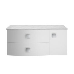 Balterley Gentleshaw Contemporary Left-Hand Wall Hung Vanity Unit With Grey Marble Worktop, Moon White, 1000mm - thumbnail 1