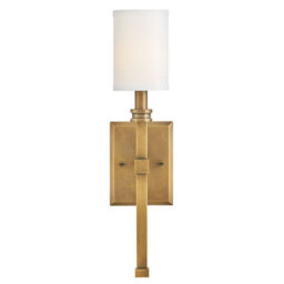 Luminosa Lighting Elstead Hinkley Moore Candle Wall Lamp Traditional Heritage Brass, Ivory Linen Shade 1X E14 - thumbnail 4
