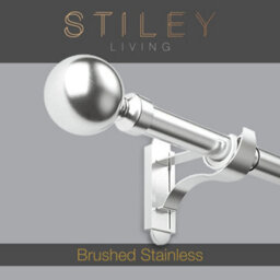 Stiley Living Stainless Steel 28mm Extendable Curtain Pole Kit With Orb Finials, Klickfit Brackets & Fixings, 710-1200mm - thumbnail 1