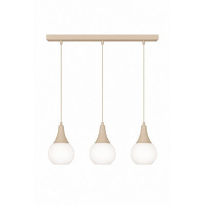 Luminosa Lighting Luminosa Lacrima Bar Pendant Ceiling Light Beige White Glass Shade 3X E27 - image 1
