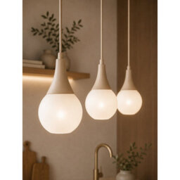 Luminosa Lighting Luminosa Lacrima Bar Pendant Ceiling Light Beige White Glass Shade 3X E27 - thumbnail 3