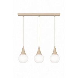 Luminosa Lighting Luminosa Lacrima Bar Pendant Ceiling Light Beige White Glass Shade 3X E27 - thumbnail 1