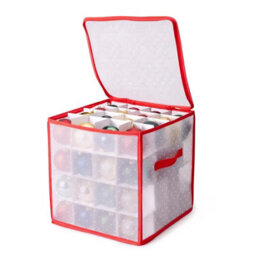 Geezy Christmas Bauble Storage Box 64 Ornament Organiser Clear Decoration Bag Holder - thumbnail 1