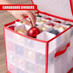 Geezy Christmas Bauble Storage Box 64 Ornament Organiser Clear Decoration Bag Holder - thumbnail 6