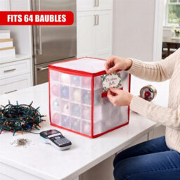 Geezy Christmas Bauble Storage Box 64 Ornament Organiser Clear Decoration Bag Holder - thumbnail 9