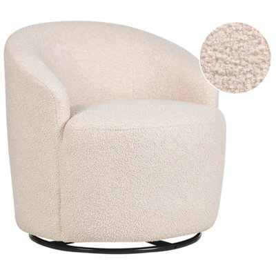 Beliani Swivel Armchair Davik Boucle Beige - image 1