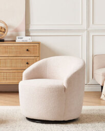 Beliani Swivel Armchair Davik Boucle Beige - thumbnail 2