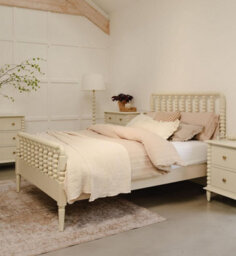 Statement Furniture Cromwell 5Ft Wooden Bed Frame With Bobbin Design Headboard And Foot End - Linen