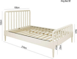 Statement Furniture Cromwell 5Ft Wooden Bed Frame With Bobbin Design Headboard And Foot End - Linen - thumbnail 2