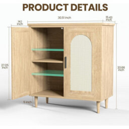 Sideboard Cabinet Buffet Cabinet Storage Cabinet Kitchen Natural - thumbnail 2