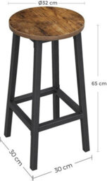 Songmics Dual Bar Stools Set, Elevated Kitchen Seating, Counter Chairs, Steel, Easy Assembly, Rustic Brown And Black - thumbnail 2