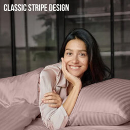 Bedlooms Peach Satin Stripe Pillowcase 3 Pair - Soft Touch Striped Pillow Covers Skin Friendly Pillowcase Bedding Set 50X75 Cm - thumbnail 6