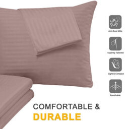 Bedlooms Peach Satin Stripe Pillowcase 3 Pair - Soft Touch Striped Pillow Covers Skin Friendly Pillowcase Bedding Set 50X75 Cm - thumbnail 2