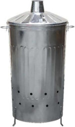 Simpa 180L Xxl Strong Tough Galvanised Metal Incinerator & Locking Lid 107Cm (H) X 64Cm (W) X 52Cm (Dia) - thumbnail 1