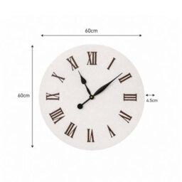 Melody Maison Large Metal White & Black Detailed Wall Clock - 60Cm X 60Cm - thumbnail 5