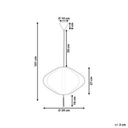 Wyld And Coco Modern Hanging Pendant Lamp White Nylon Shade With Black Trim And Tassel, 39Cm Dia, 101Cm Drop - thumbnail 3