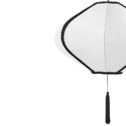 Wyld And Coco Modern Hanging Pendant Lamp White Nylon Shade With Black Trim And Tassel, 39Cm Dia, 101Cm Drop - thumbnail 7