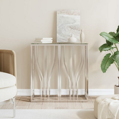 Berkfield Console Table 70X30X70 Cm Stainless Steel And Glass - image 1