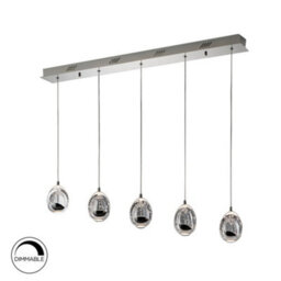 Luminosa Lighting Luminosa Roc Integrated Led 5 Light Crystal Drop Bar Ceiling Pendant Chrome Bubble Effect - Uk Stock - thumbnail 3