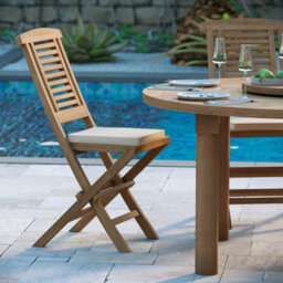 Eterna Altea Teak Garden Outdoor Dining Table & 6 Seat Chair Set - With Green Cushions