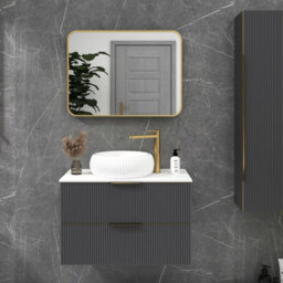 Royal Bathrooms Elmore 600 X 800mm Wall Mounted Bathroom Mirror Hanging Horizontal/vertical Brushed Brass Aluminium Framed Non-Led