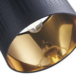 Happy Homewares Modern Black Croc Design Faux Leather 12 Lamp Shade With Shiny Gold Inner - thumbnail 3