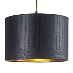 Happy Homewares Modern Black Croc Design Faux Leather 12 Lamp Shade With Shiny Gold Inner - thumbnail 2