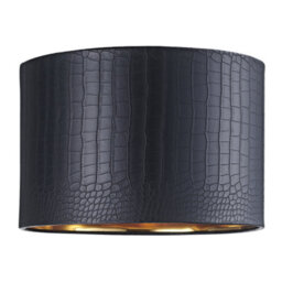 Happy Homewares Modern Black Croc Design Faux Leather 12 Lamp Shade With Shiny Gold Inner