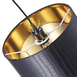 Happy Homewares Modern Black Croc Design Faux Leather 12 Lamp Shade With Shiny Gold Inner - thumbnail 4