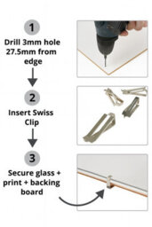 Sisi UK Swiss Frameless Frame Clips 11mm Pack Of 8 Steel Picture Frame Fixing Clips For Glass Acrylic Photo Print Backing Board - thumbnail 4